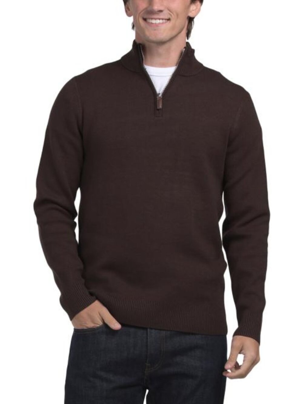 THOM AARON Double Knit Quarter Zip Sweater